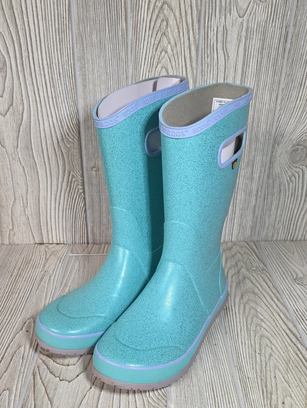 Bogs Rainboot Glitter Waterproof Blue Rain Boots Youth Size 6 NEW